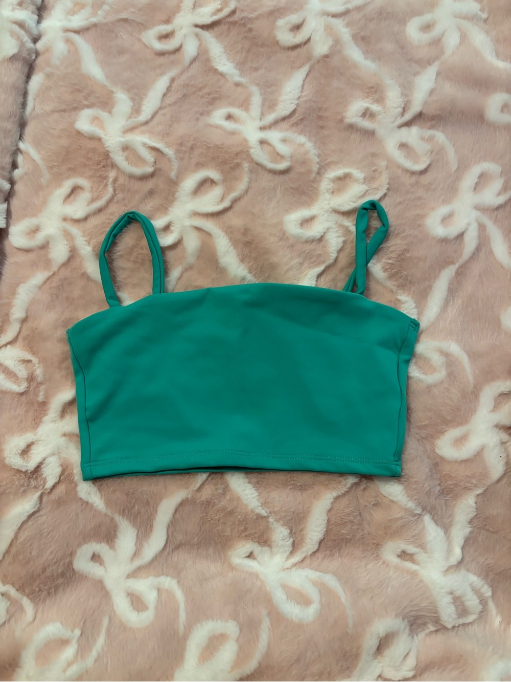 Seafoam Green Stretch Crop Sports Bra with Slim Straps Five the Label